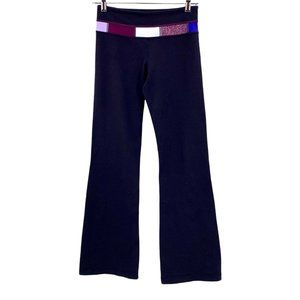 Lululemon Black Luon Color Block Waistband Flared Leg Yoga Pants Size 4